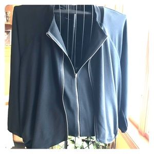 Lysse Ming Drawstring Asymmetric Black Zip Jacket